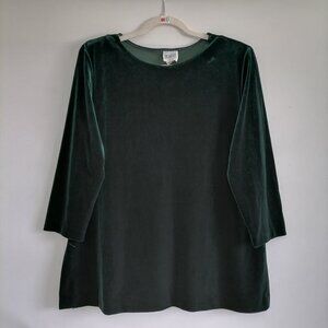 R&M Richards By Karen Kwong Womens Green  3/4 Sleeve Velvet Blouse Top Size 16